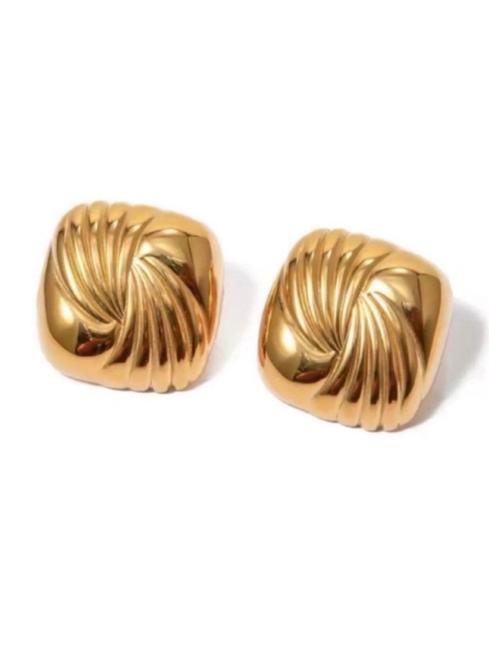 New! Gold Square Post Earrings (1019) NWOT - Picture 2 of 3